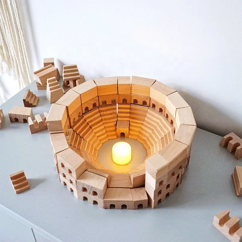 
Beech Big Building Blocks Toys for Kids Arts and Crafts Roman Colosseum and Russian Church Geek Wooden Color Box Unisex 1set 