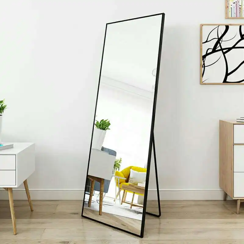 large wholesale luxury  black metal frame big full length bedroom decorative standing floor wall mirror spiegel espejo miroir