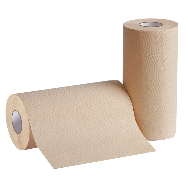 Natural Brown Bamboo Paper Customized Kitchen Paper Roll Towel Hand Towel
