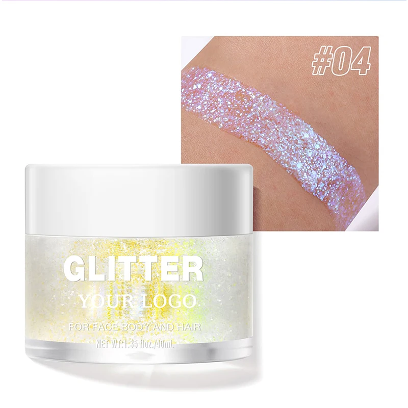 MLM Glitter Supplier Custom Biodegradable Sparkle Gel for Use on Facial Body Eye Lip Nail Hair Makeup Holographic Sparkle Gel