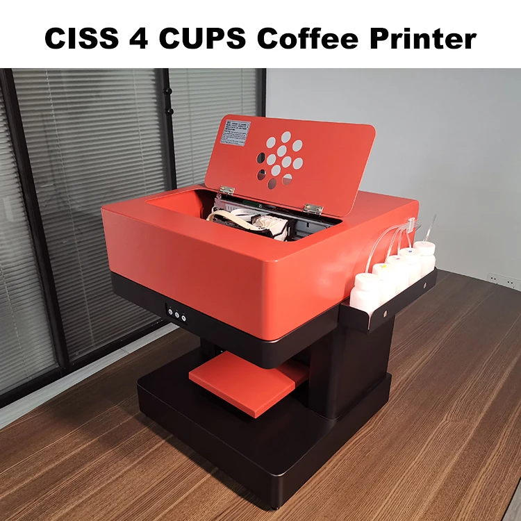 Easy Operation 4 Cups Edible Ink Inkjet Printing Machine For Latte Art Continuous DIY Selfie Coffee Printer