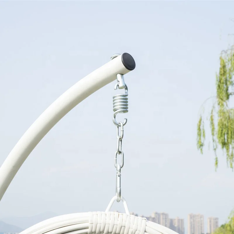 Hanging Curved Chaise Lounge Chair Swing for Backyard indoor outdoor Patio Porch hammock durable wicker rattan weave metal frame