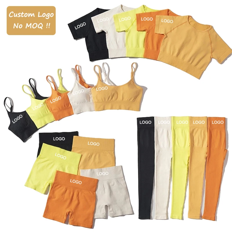 Wholesale Sports Active Wear Yoga Outfits Running Fitness Clothing Seamless Gym Workout Sets Women