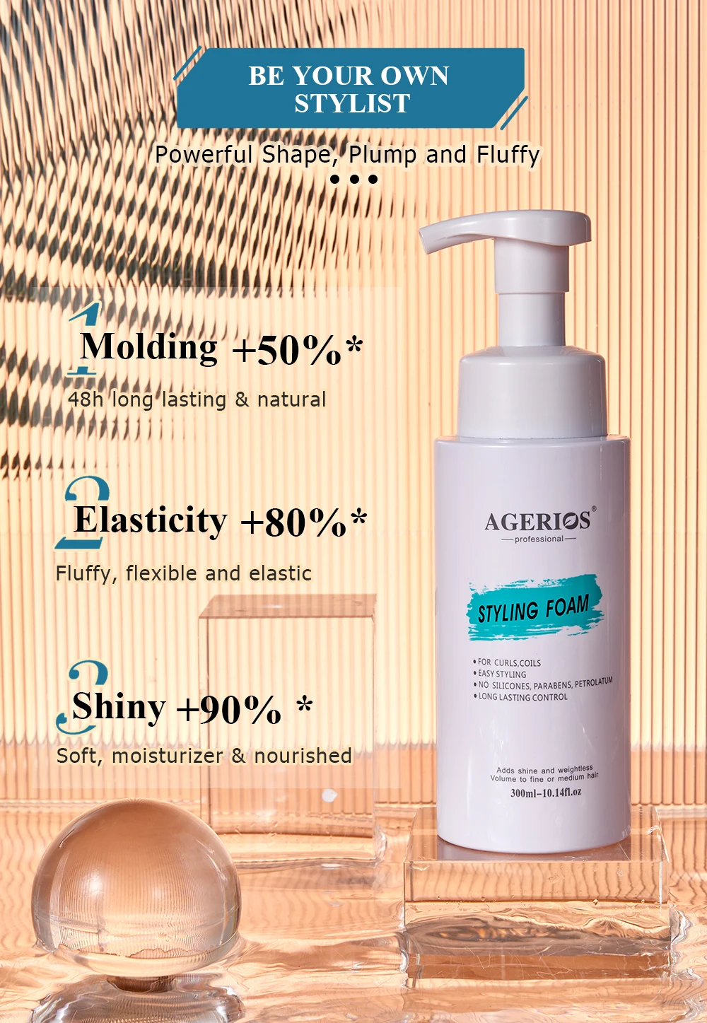 Hot Sale Fashion Style Strong Hold Hair Foam Mousse Curly Styling Hair Edge Control styling foam