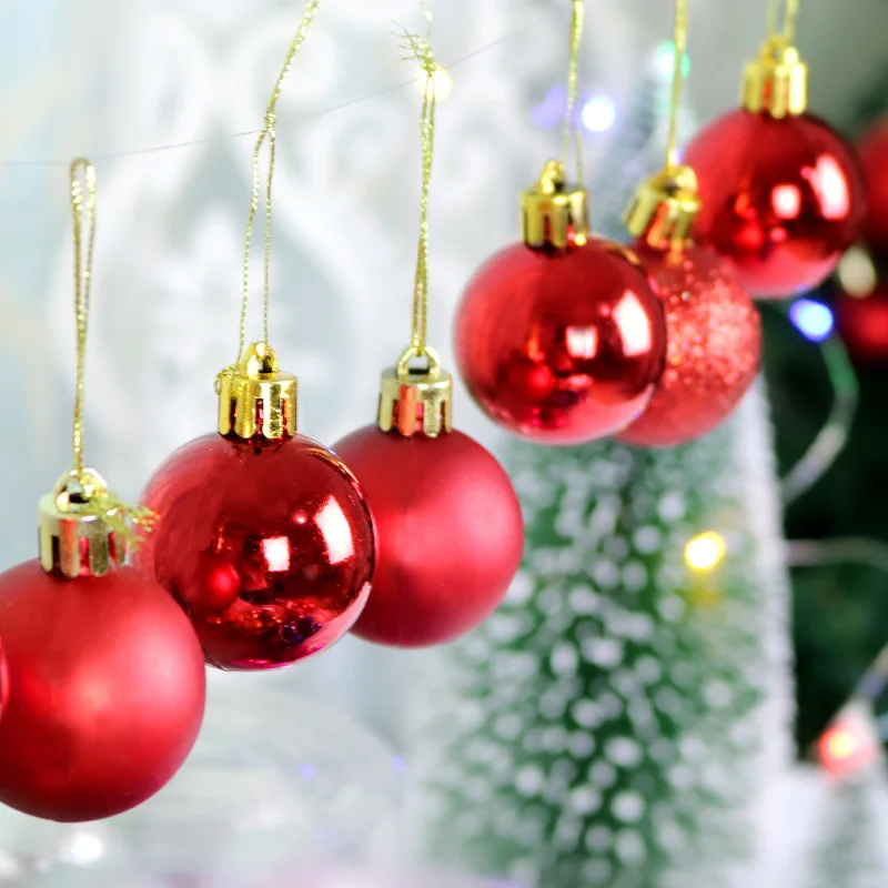 Christmas Decoration 24 Plastic Balls In Bucket 4cm Balls Ornament For Indoor Christmas Tree