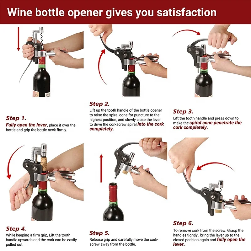Wine Opener Kit With Foil Cutter, Wine Stopper And Extra Spiral, Wine Bottle Opener Corkscrew Set