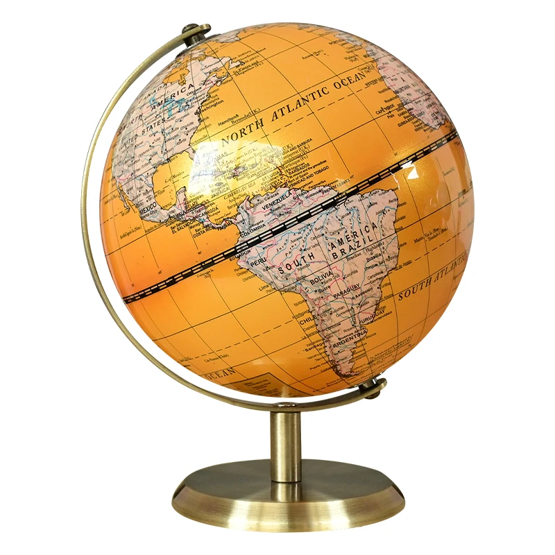 6 inches 14cm English French Spanish Arabic small teaching home office hotel decoration pearlescent yellow earth world map globe