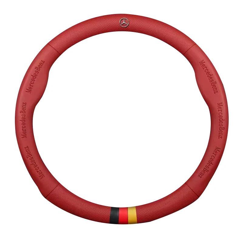 Red Color Car Steering Wheel Cover Leather carbon fiber for car modification
