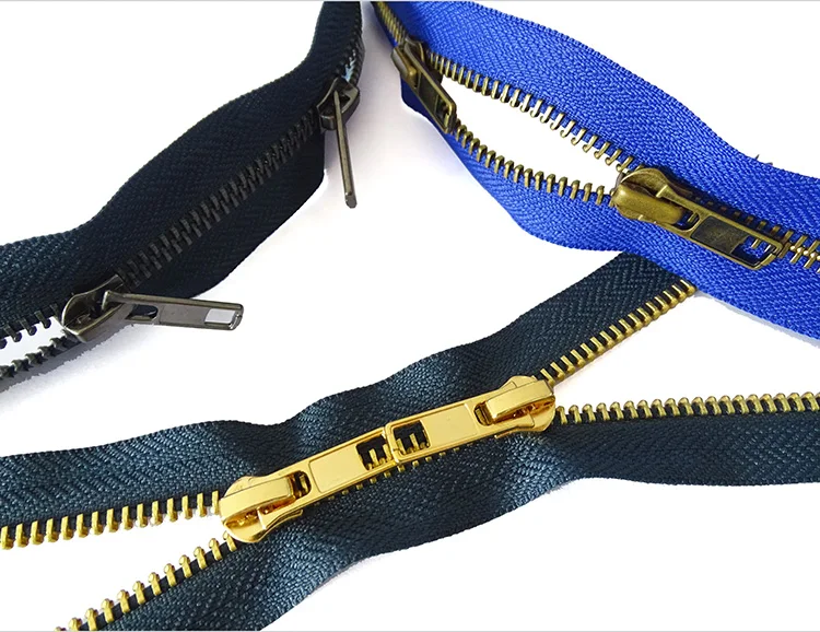 Fashion Wholesales Jacket Brand Logo Two Way Head End Back Custom Metal Zipper For Garment Clothing Coat