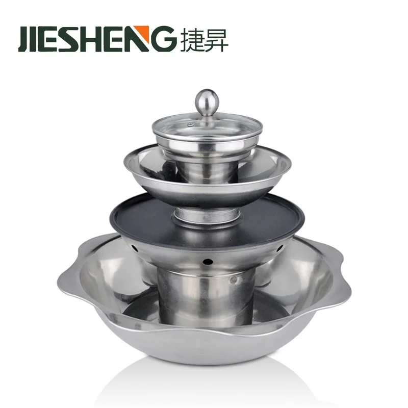
Factory Table Multi Layers Steam Hot Pot Monstick Bbq Grill Stainless Steel Steamboat Pot 