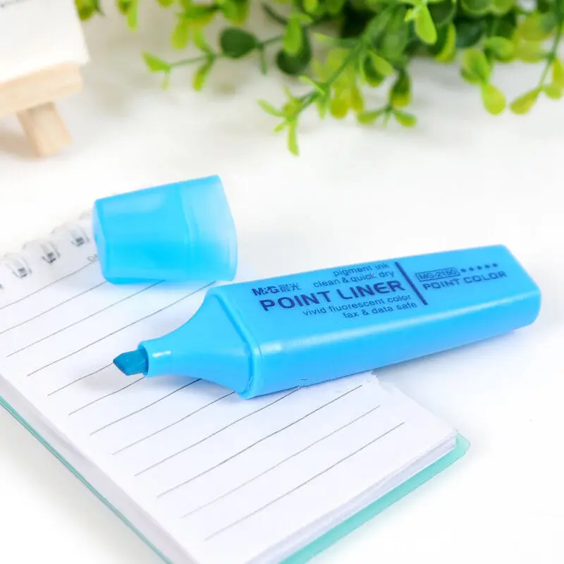 Smooth writing rainbow color pastel plastic glitter highlighter marker pen with clip for student kids