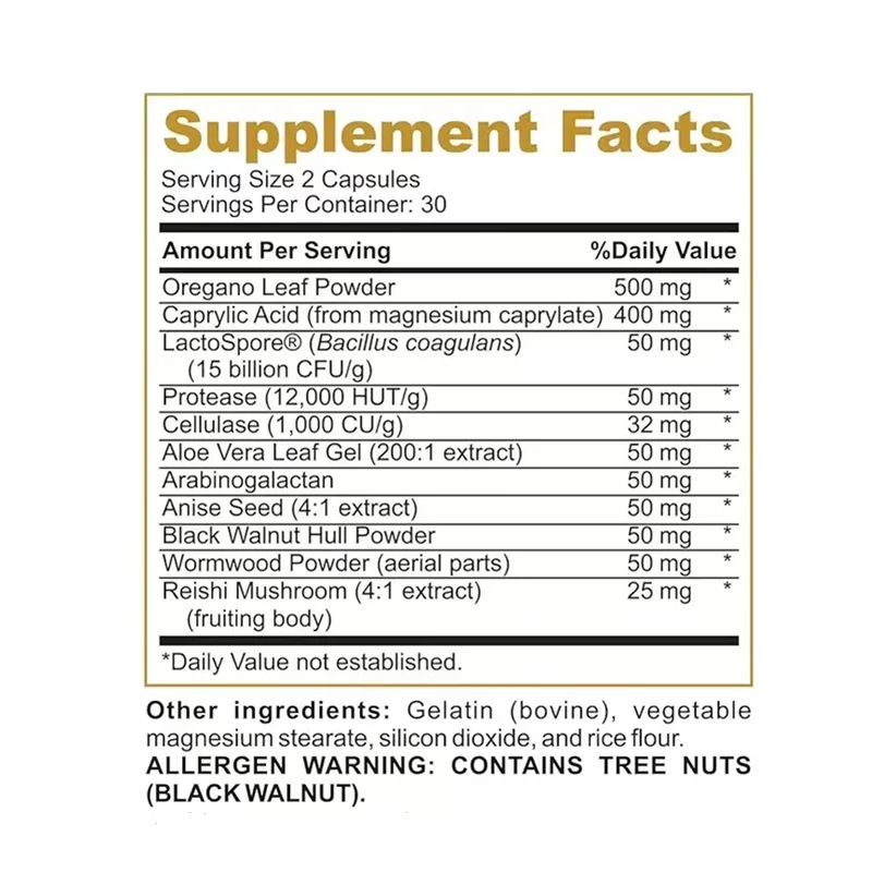 OEM candida cleanse capsules gut colon support intestinal detox anti yeast overgrowth supplement 60 capsules