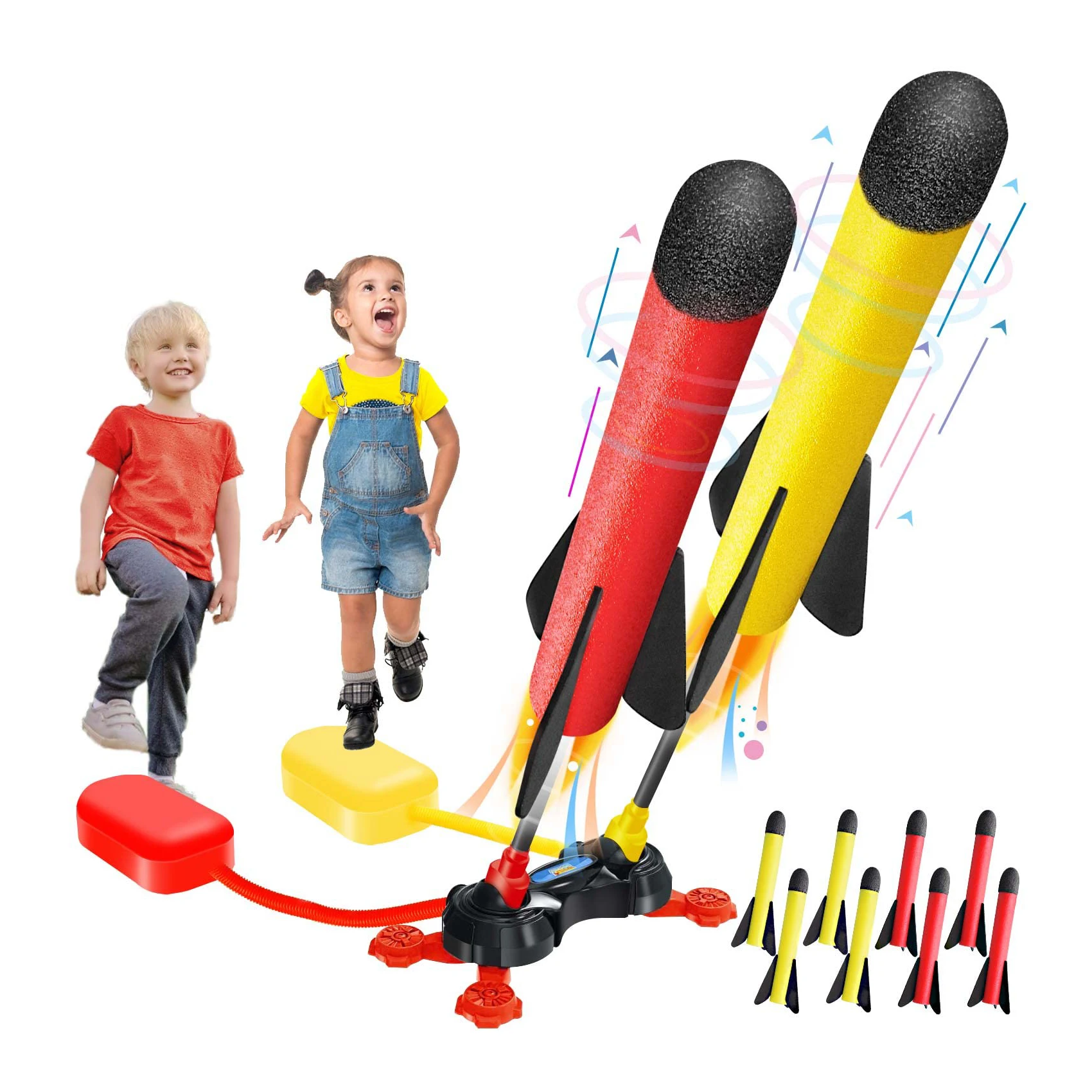 Flying Rocket Launcher Toy for Children Jump Pump Launching Eva Foam Soaring Rocket Parent Child Sports Toys Outdoor Fun Sports