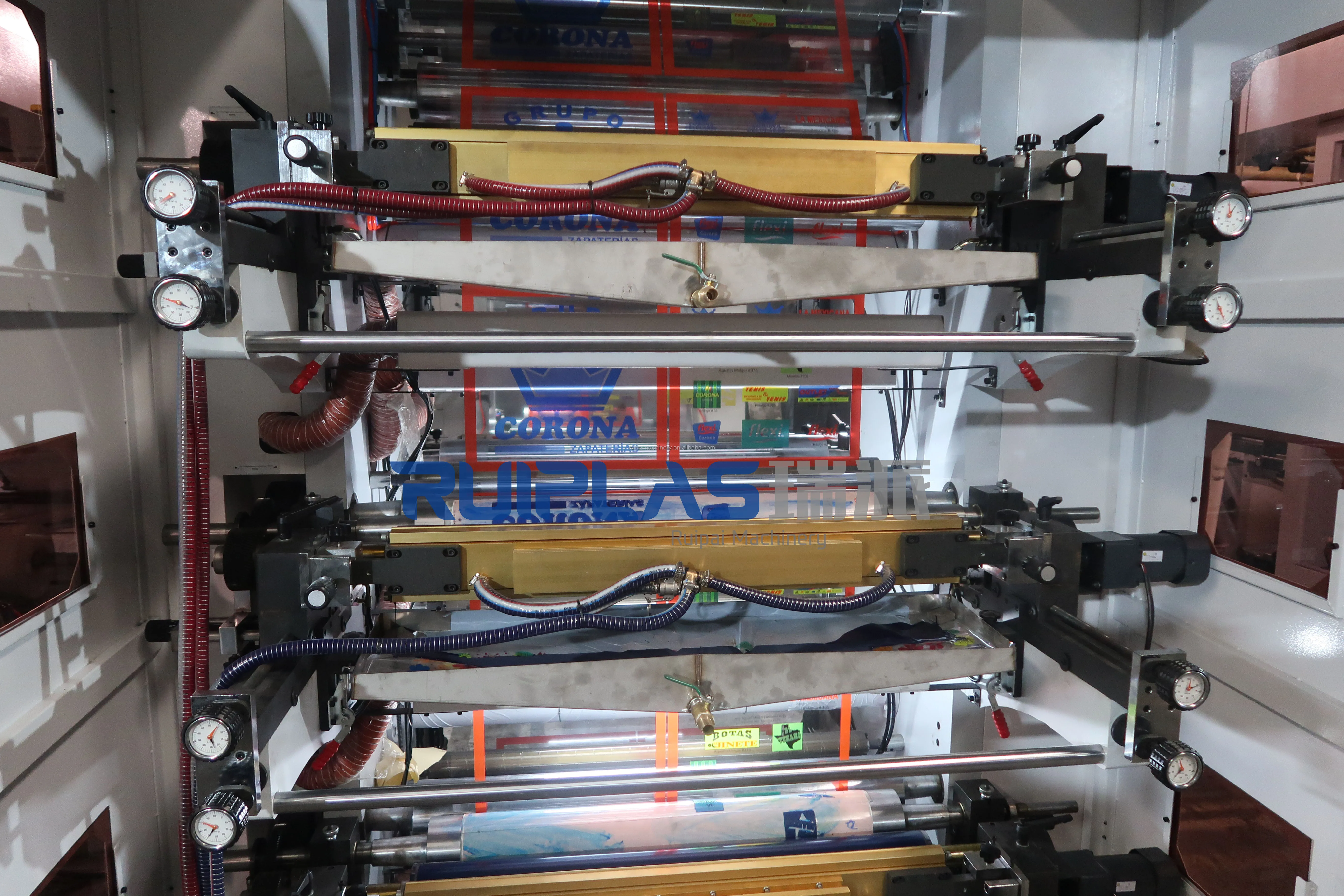 ruiplas GYT-61000 high speed 6 color PE plastic film rolling paper fabric package stack flexo printing machine