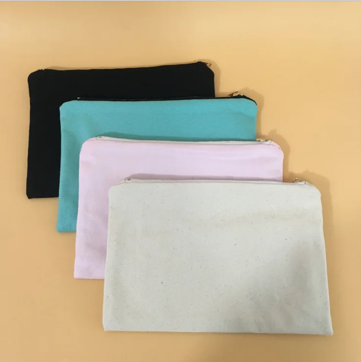 
Custom zipper logo canvas makeup bag 