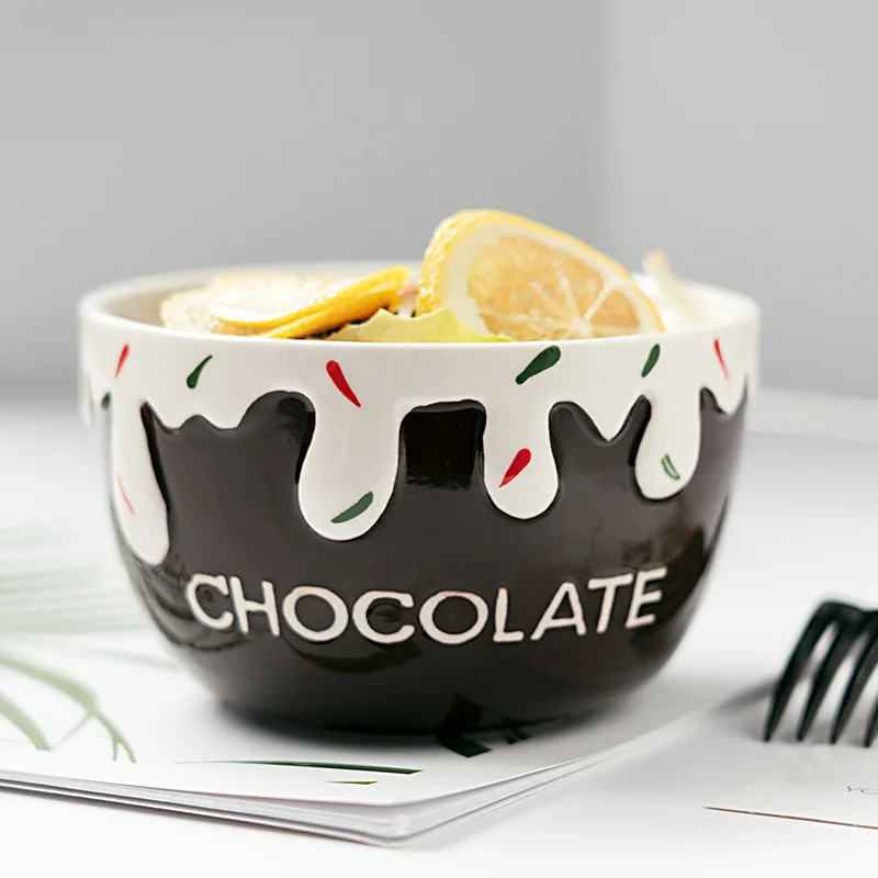 Cute design strawberry porcelain tableware set creative household dishes soup bowl salad bowl dessert breakfast bowl