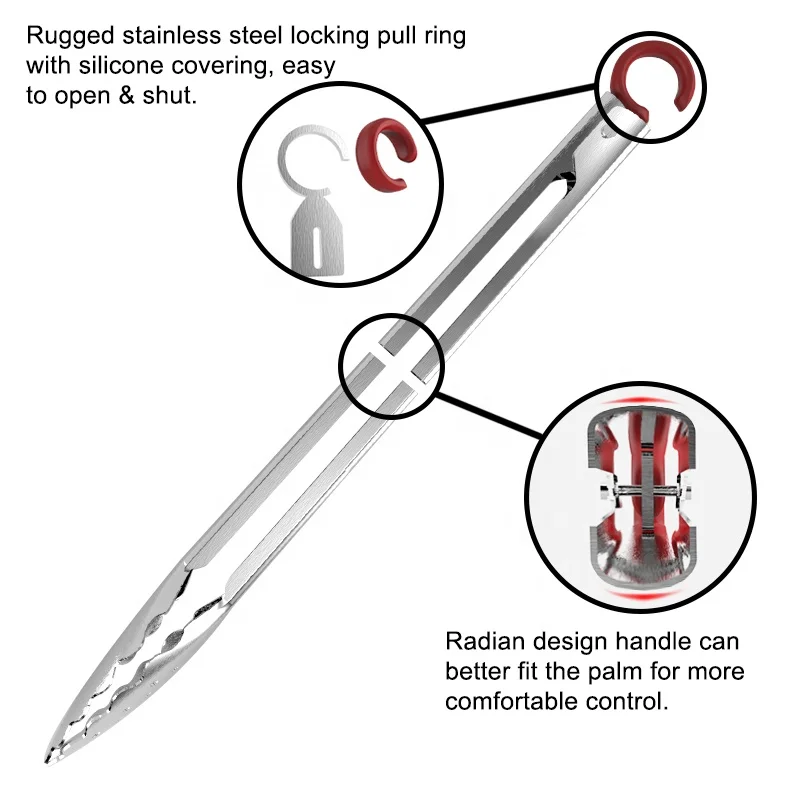 Exclusive Sales 10/12 Inches Cooking Food Tongs Serving BBQ Grilling stainless steel