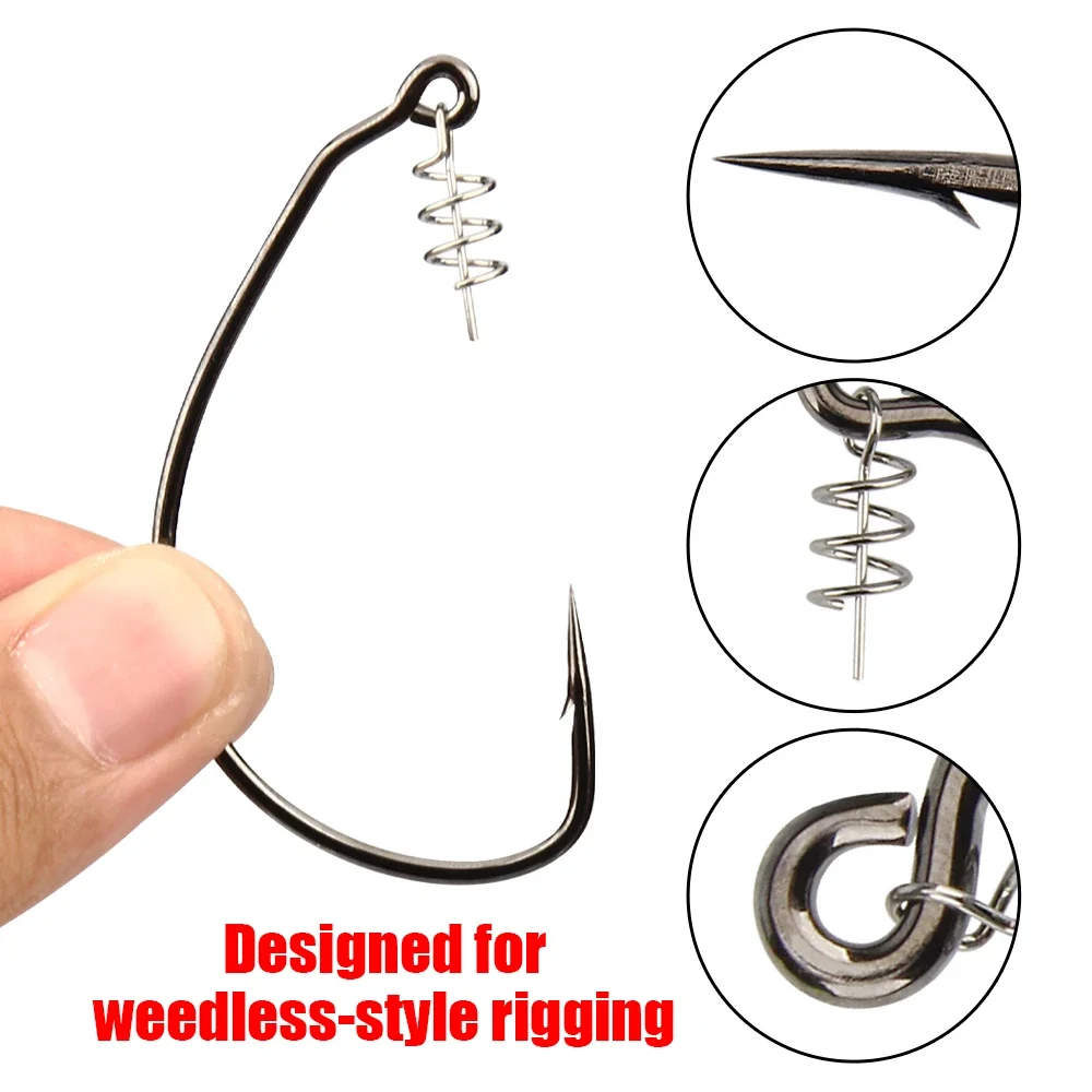 Spinpoler Soft Swimbait Fishing Hooks 5/0 7/0 10/0 3X High Carbon Steel Extra Wide Gap Saltwater Offset Fishhooks Fishing Tackle