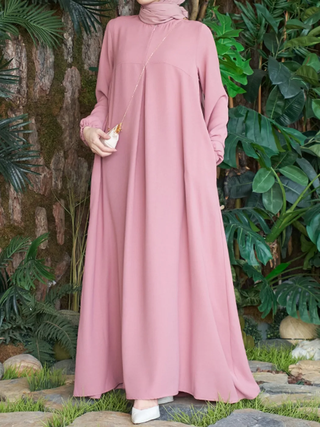 Islamic Ethnic Clothing Ladies Muslim Kaftan Dresses Robe Modest Arab Turkish Long Sleeve Plus Size Abaya For Women S0163