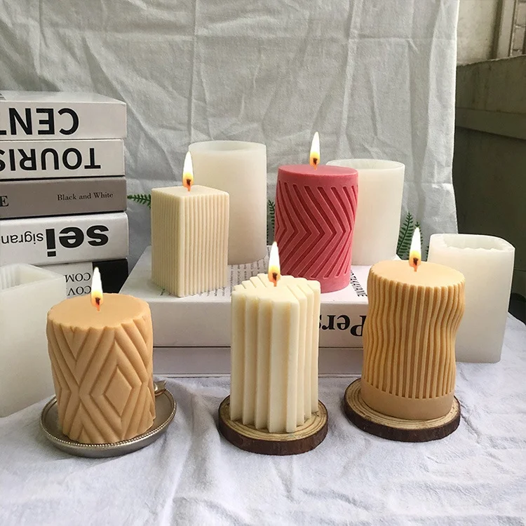 OEM ODM molde de vela de silicona supplies shape wholesale large cement candle jar 3d rubber geometry silicone candle mold
