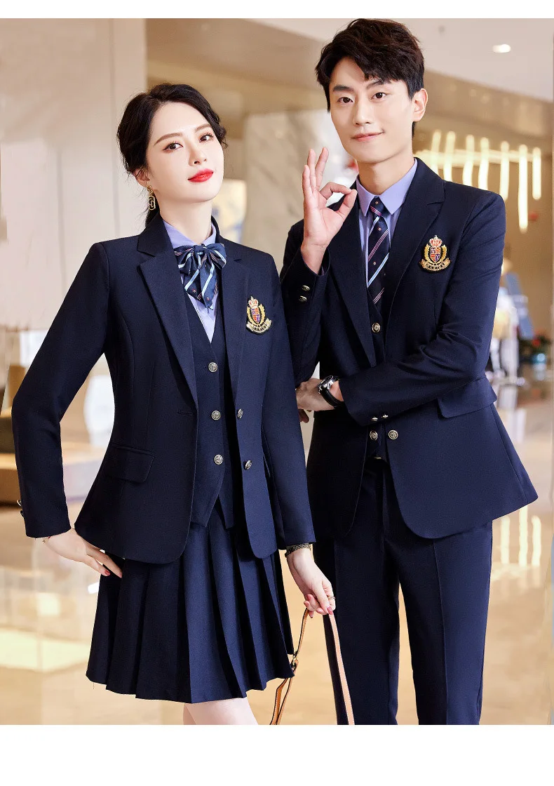 European and American style tuxedo school suit navy formal coat pant vest 3 piece school blazer clothes