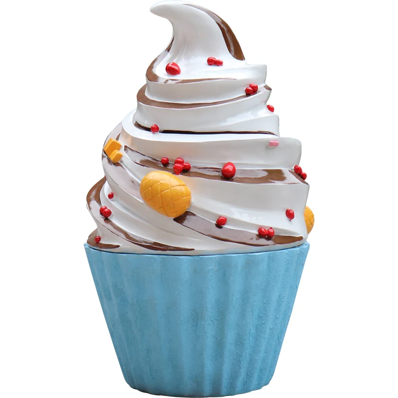 2022 hot mall decoration Outdoor giant ice cream cones sculpture resin  fiber glass sculpture for ice cream donut decorations
