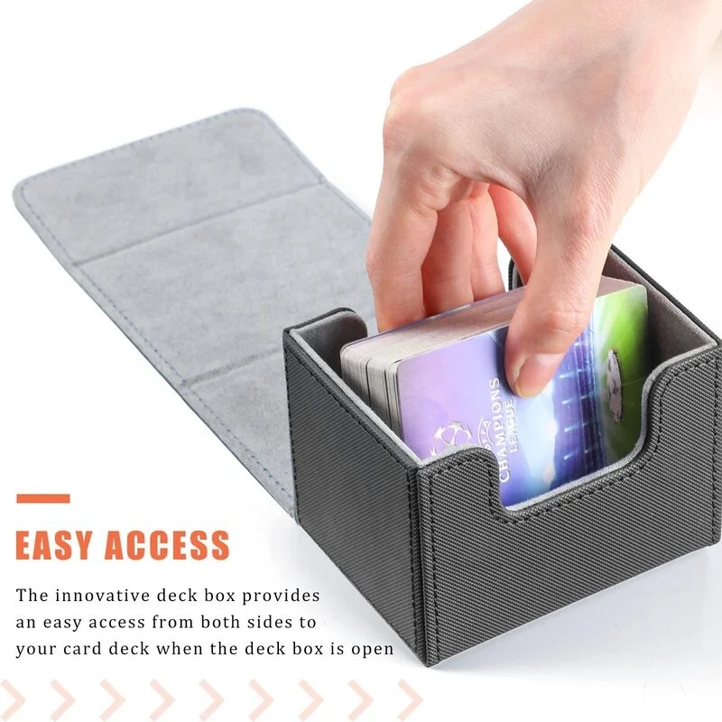 high quality material custom yellow leather tcg card deck box for mtg cards