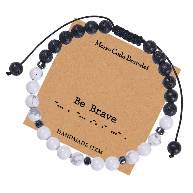 Уникальные украшения ручной работы Morse Code Wrap Белый Браслет Howlite вдохновляющий подарок для лучших друзей мамы дочери