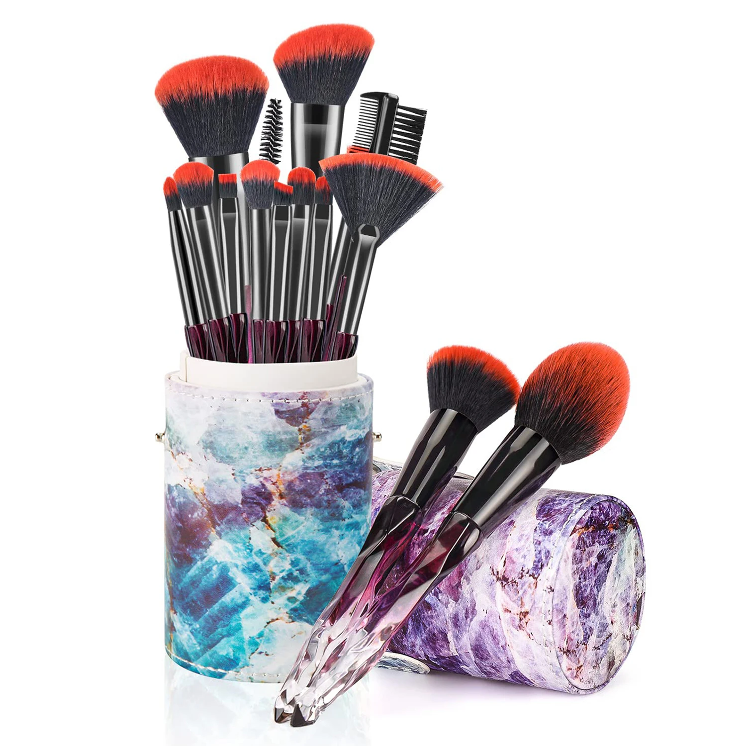 Diamond Makeup Brushes 10 Pieces Makeup Brush Holder Hot Sale Custom Logo Mini Private Label Wholesale Brush Set Makeup