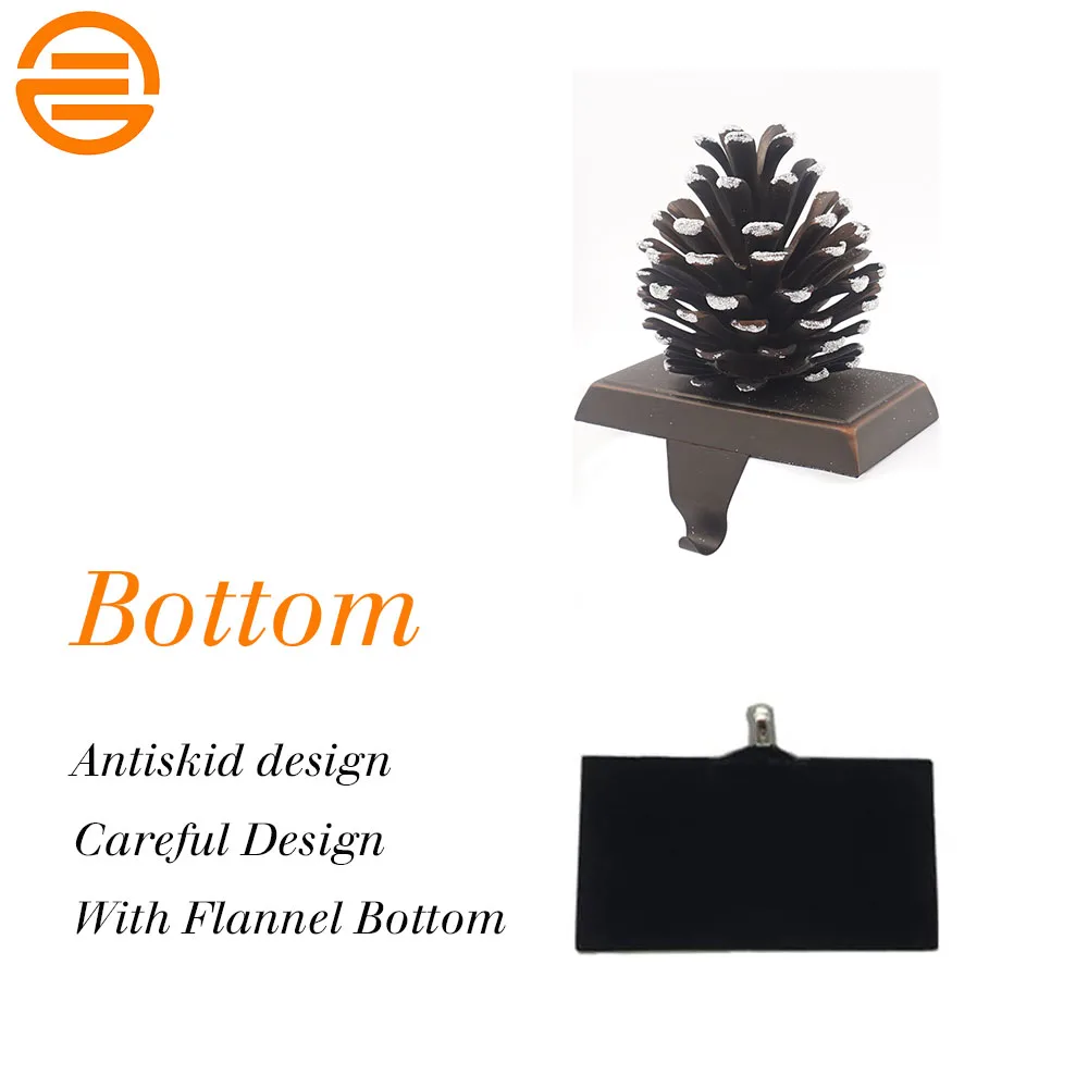 Sales Christmas Home Decor Cast Iron Pinecone Stocking Holder Farmhouse Christmas Decoration