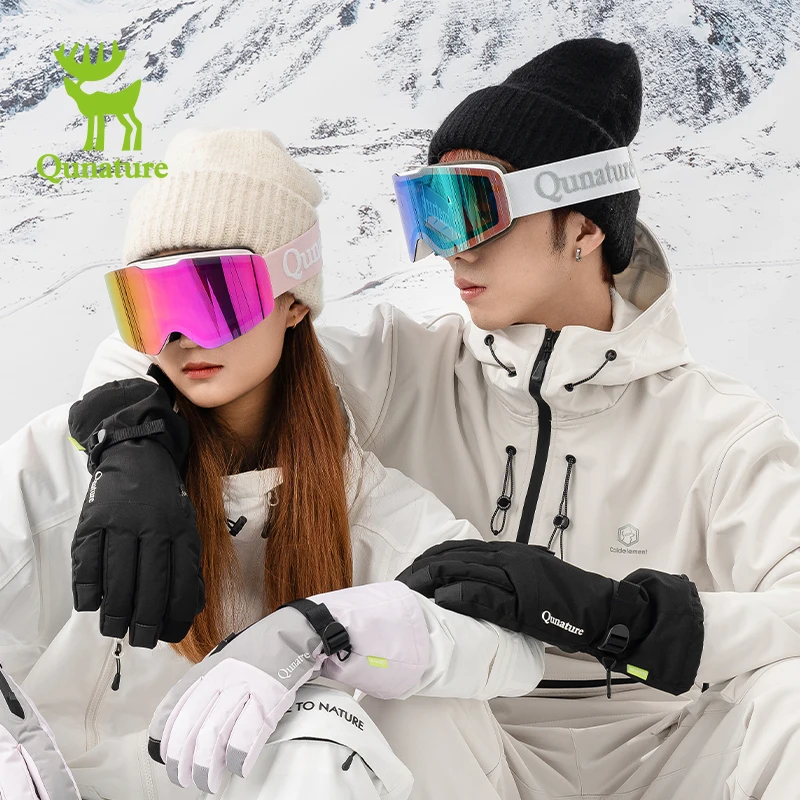 Qunature wholesale designer Adult Anti-fog Unisex Snowboard Goggles Glasses Custom Logo Snow ski goggles polarized