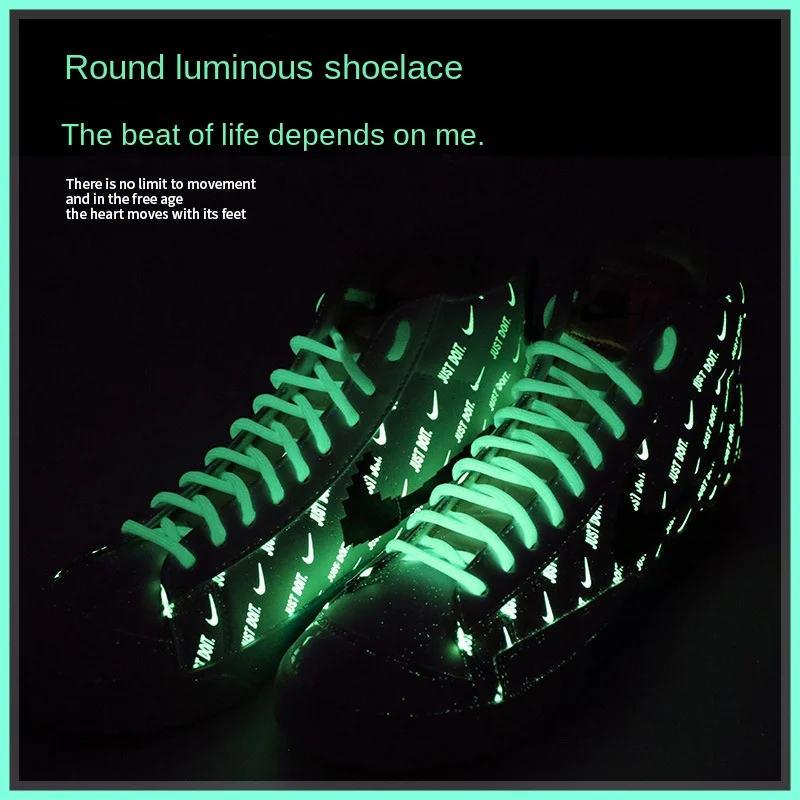 in stock wholesale round luminous shoelace canvas sports night running fluorescent color