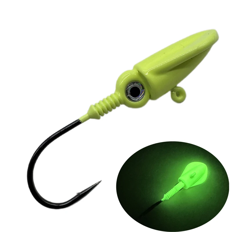 BKK Hook luminous lead jig head well balanced round jig head lure worm swim bait