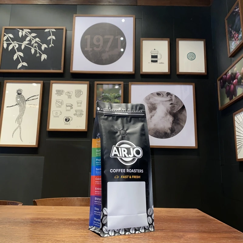 Custom Printed Printing Flat Bottom Stand Up Bean Pouches Zipper Bags 100G 250G Coffee Bag Pouch With Valve