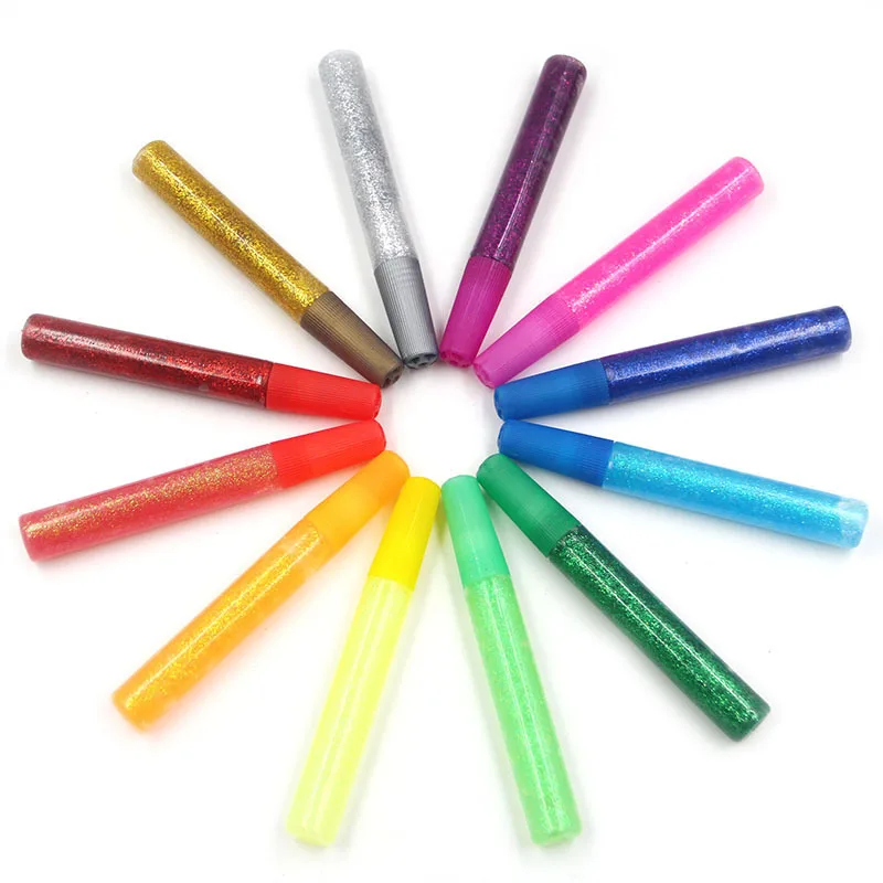 waterproof glitter glue pen for kids DIY painting Glitter Powder Adhesive Child Crafts Drawing glitter glue