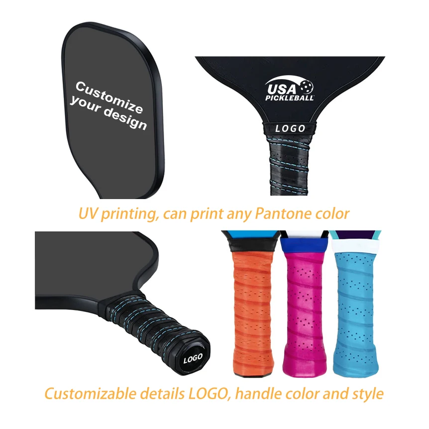 Orbia Sports Customized Design Honeycomb Graphite 13mm 16mm Thickness Full Raw Carbon Fiber Pickleball RacketsPaddle