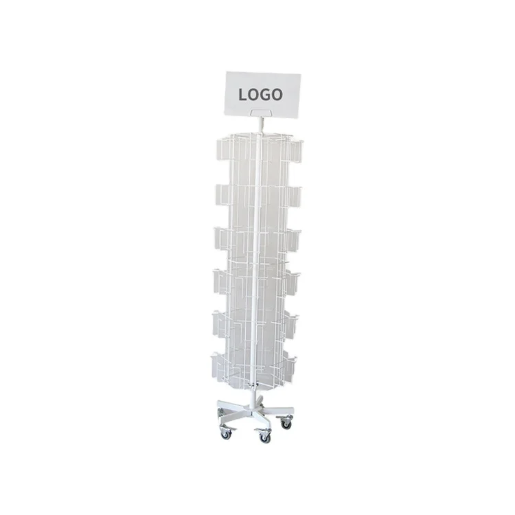 Supermarket and convenience store customizable small white grid shelves display rack with steering wheels