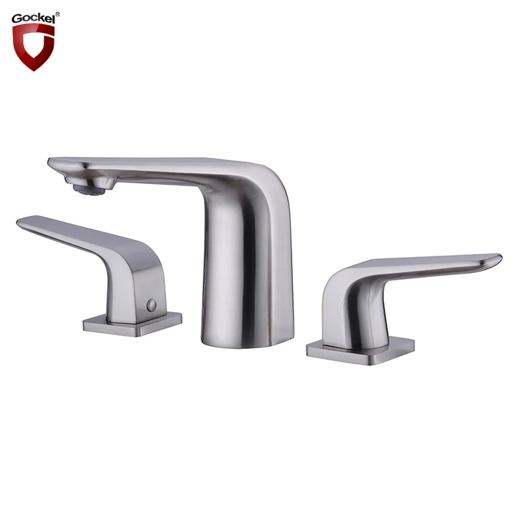 China Factory Brass Hot and Cold Water Double Handle 3 Holes Chrome Bathroom Sink Tap Basin Mixer Faucet