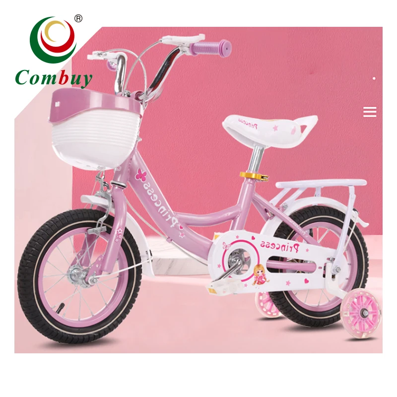 Princess pink learning kids bike bicycle with training wheels