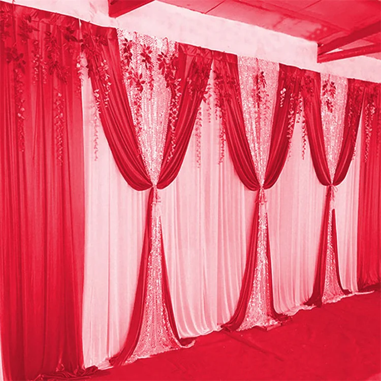 Hot Sale Wedding Stage Decorations Backdrop Party Drapes With Swag Silk Fabric Curtain For Wedding Birthday Event
