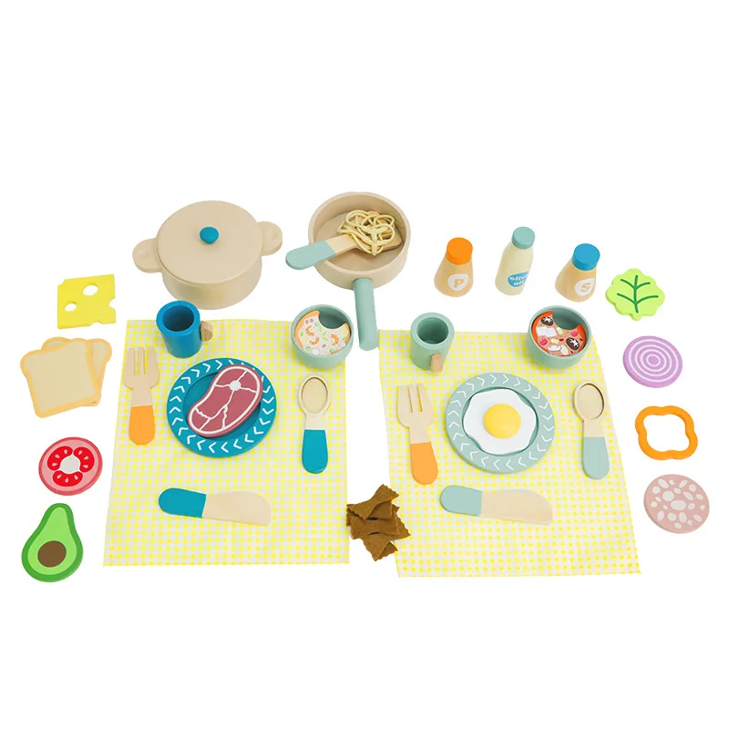 2024 kid cook toy wooden kitchen accessories toys for toddlers cooking pots and dishes pretend play game for early education
