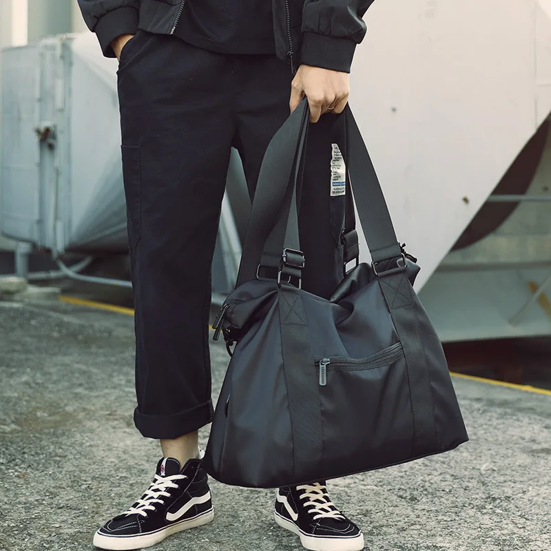 Big Crossbody Bag Large Capacity Luggage Bags Men Duffel Bag (Black)