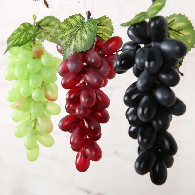 Lifelike Artificial Black Green Red Grape Cluster Fake Fruit