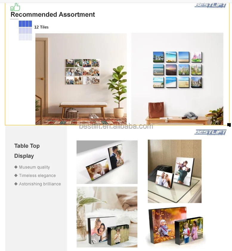 50pcs Pack 7inch Table Top borderless Photo Frame With Adhesive with 1 Hanging Tape