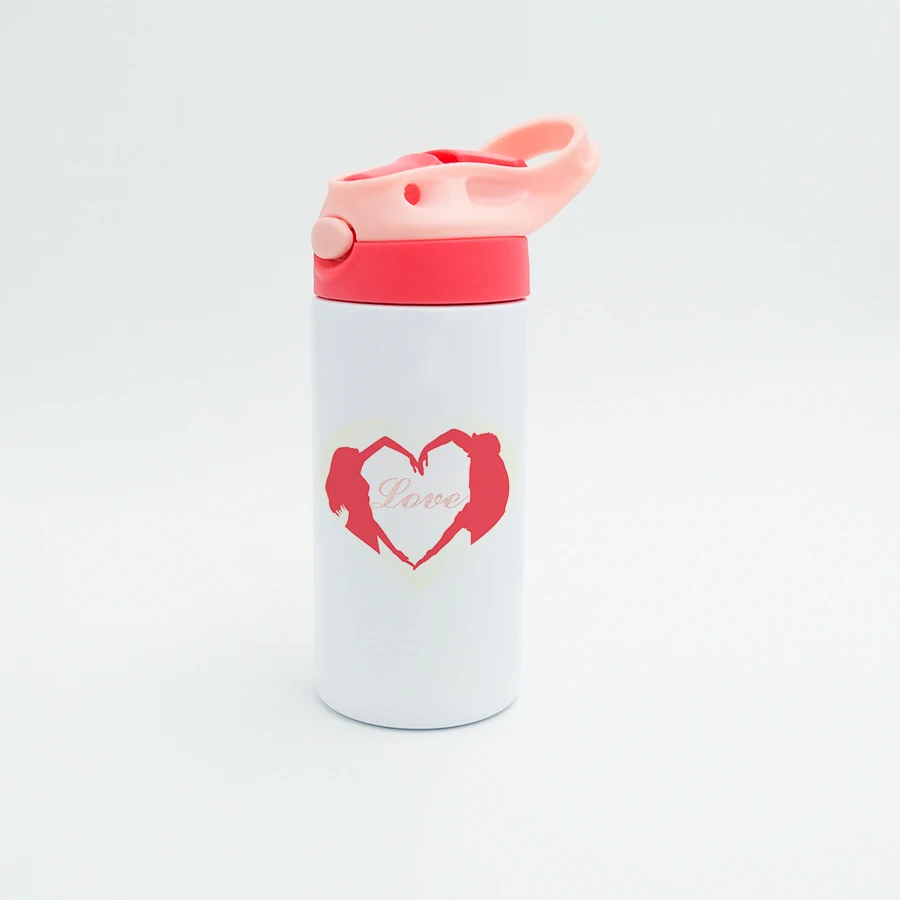 High Quality Kids Stainless Steel Sublimation 12oz Sippy Bottle  And Tapered Children Diy Tumbler With Straw Lid