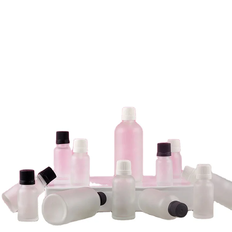 10ml 15ml 20ml frosted black and white small cap transparent frosted essential oil bottle