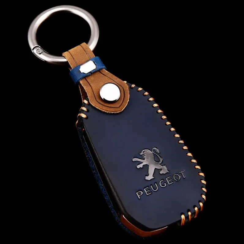 Новинка 2023, модный умный автомобильный мягкий кожаный чехол для ключей Crazy Horse с защитным чехлом для Peugeot