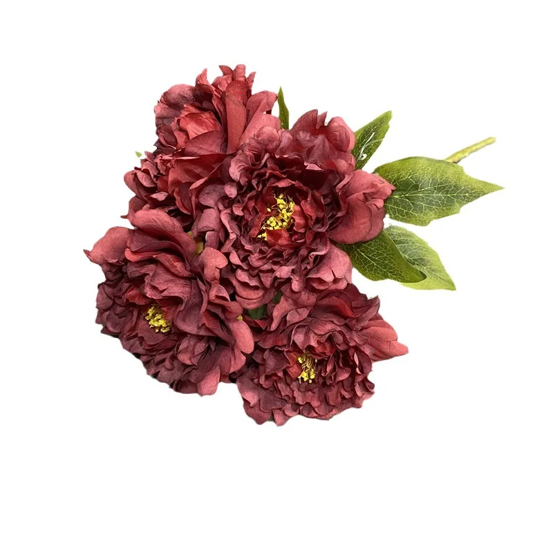 Simulation flower five head of dynamic peony Hotel Home Decoration Lotus peony artificial flower real touch latex