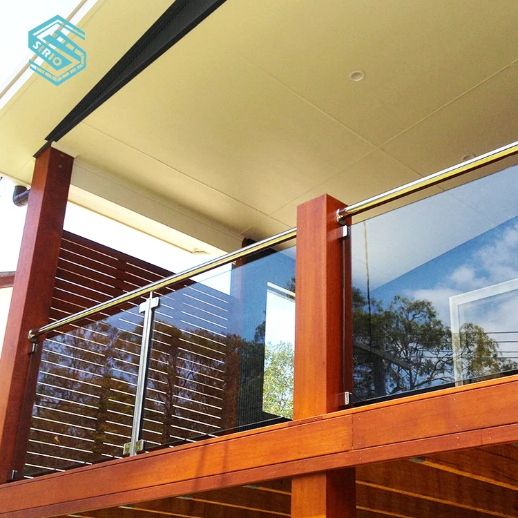 External Glass Railing Balcony Roof Fence Black Balustrade Price deck Design Stainless Steel posts