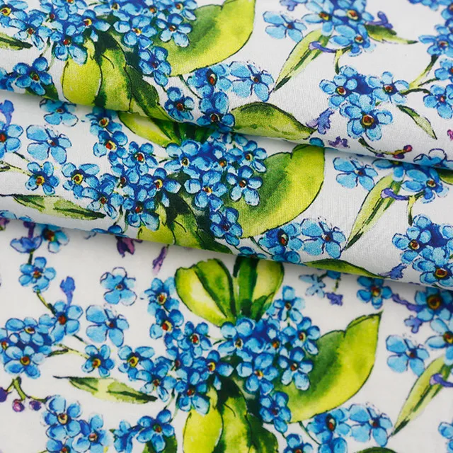 Ткань с цифровой печатью, длинный штапельный хлопок, маленький сломанный цветок, полностью хлопок, поплин, детская модная ткань